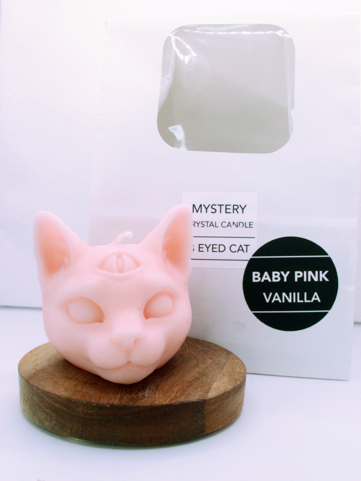 3 Eyed Cat Mystery Crystal Candles - Baby Pink Vanilla