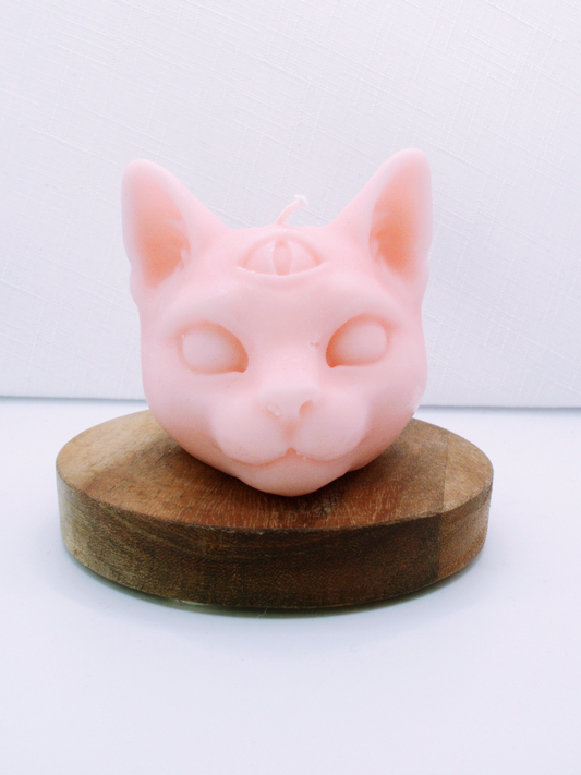 3 Eyed Cat Mystery Crystal Candles - Baby Pink Vanilla