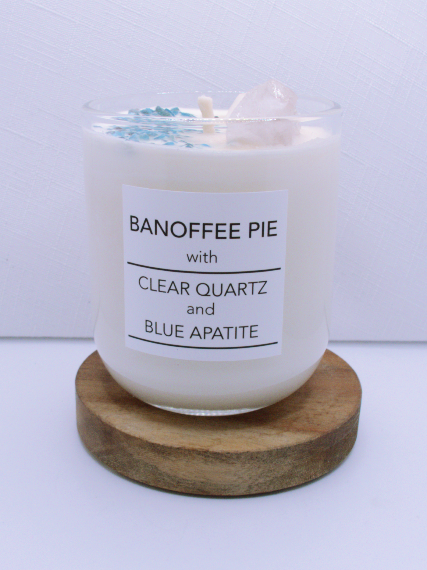 Banoffee Pie with Clear Quartz and Blue Apatite