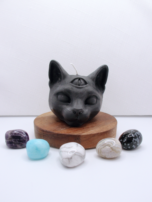 3 Eyed Cat Mystery Crystal Candles - Black Butterscotch