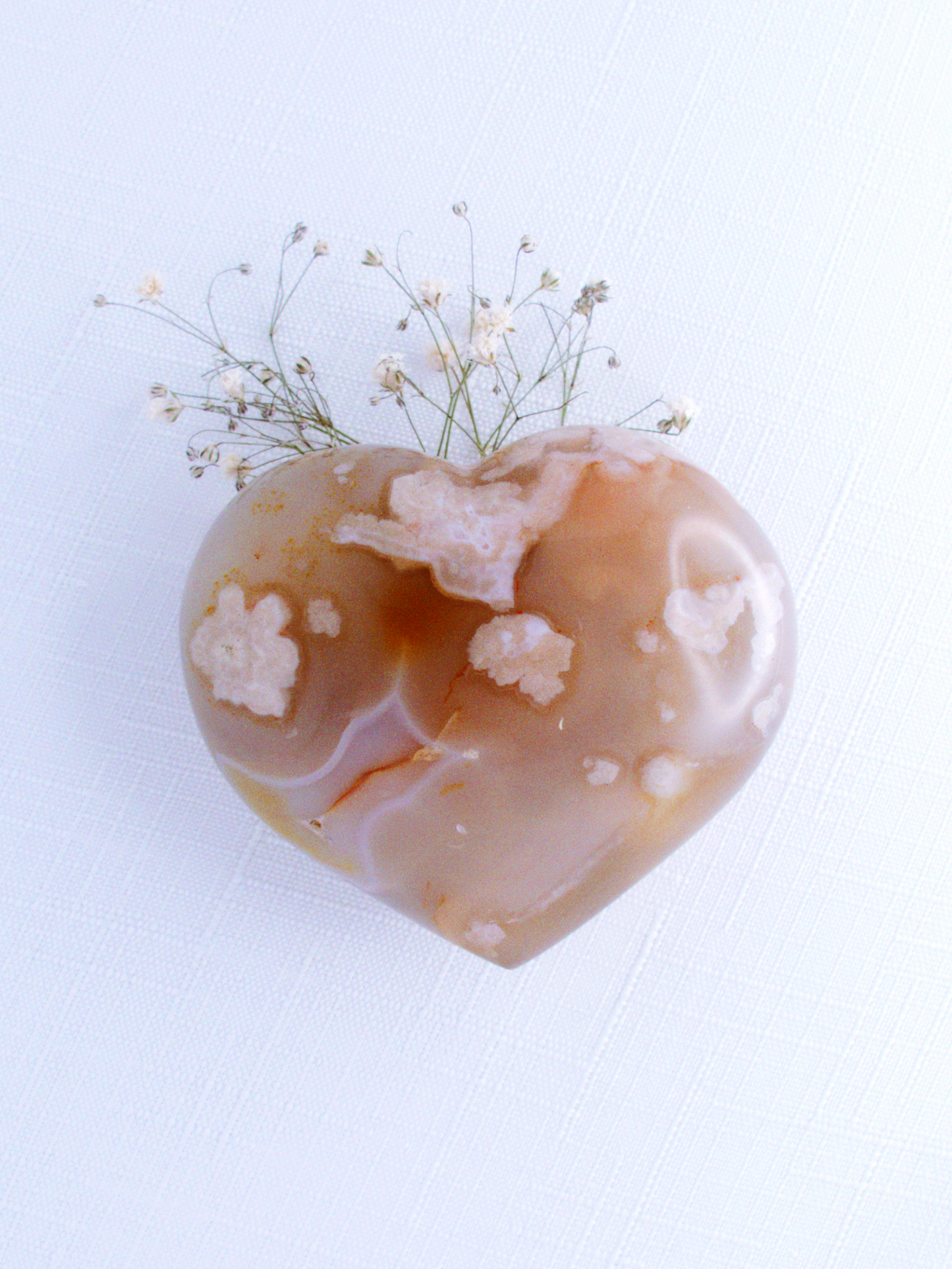 Flower Agate Heart - 7cm